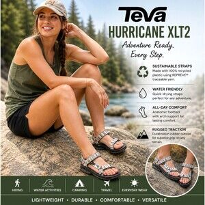Teva Hurricane XLT2 Sandals Women's 10 Chara White Strap Trail Outdoor Hiking
